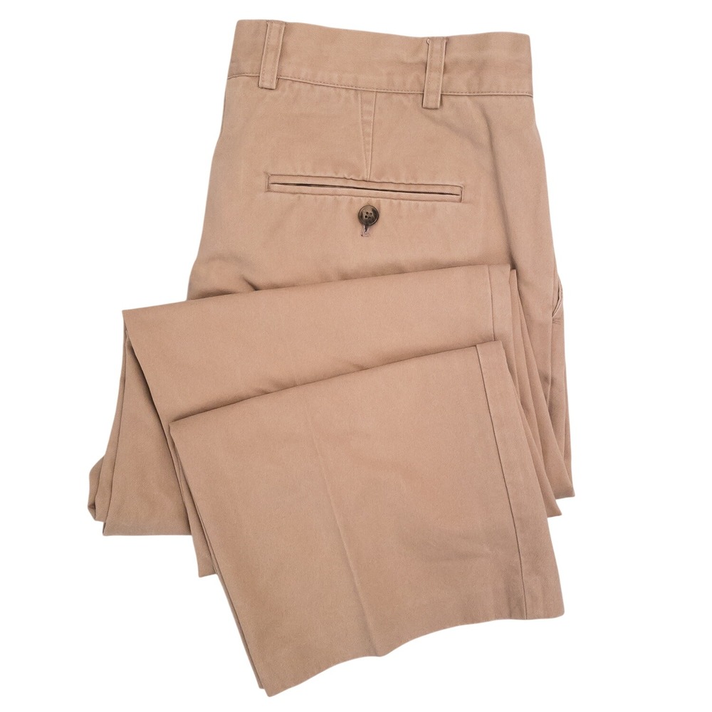 Charles Tyrwhitt Pleated Trousers Men 38/32 Tan Cotton Twill Chino Business